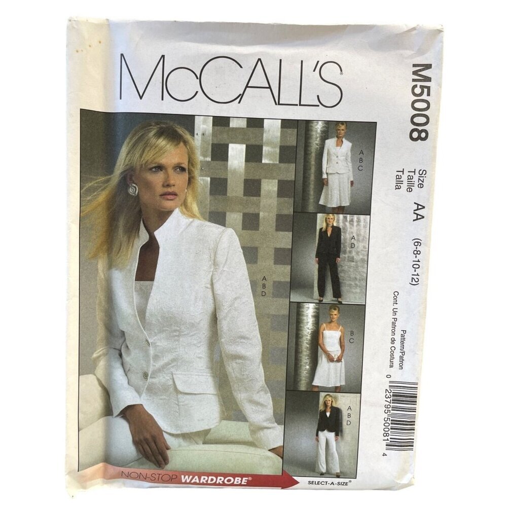 McCalls Sewing Pattern 5008 Jacket Top Skirt Pants Misses Size 6-12